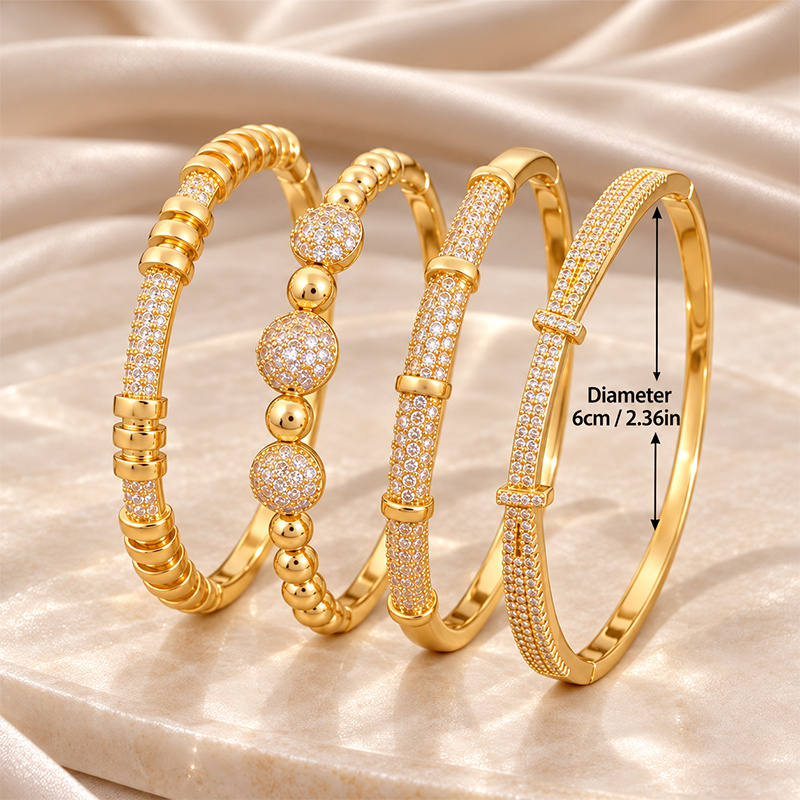 Premium 4pcs Bangle Collection, Vintage-inspired Shape